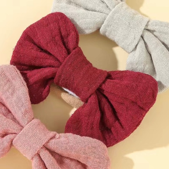 Baby bow set nylon NEW pink mustard white purple 8 pieces gift idea hair - Picture 6 of 6